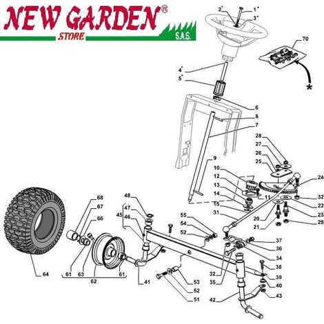 Esploso sterzo 84cm XDC140 trattorino rasaerba CASTELGARDEN 2002-13 ricambi 41 FUSELLO DESTRO
