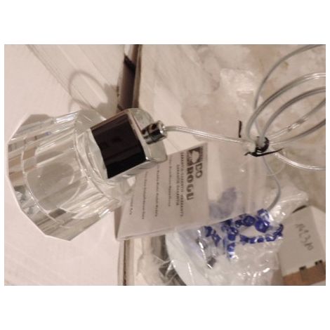Luminaire suspendu déco verre cristal 100mm avec lampe halogène 33W G9 230V TRACE S TRAJECTOIRE 219410 (1/2)