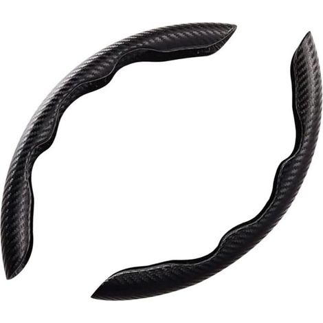 Housse de Volant Univers en pour Voiture, Lot de 2 Couvre-Volant Universels en Fibre de Carbone, Accessoire Intérieur, Ultra Léger, pour la Plupart des Voitures (Noir) (1/5)