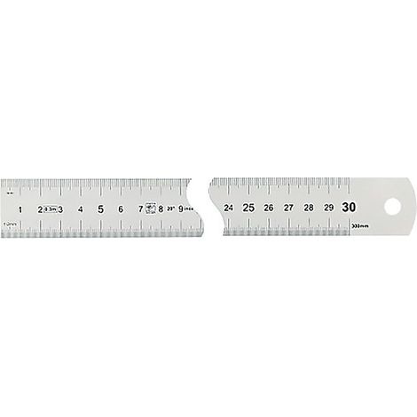 Réglet semi-rigide inox chromé - 300 mm - 30x0,8 mm - 1 face - haut mm, bas 1/2 mm - WILMART (1/2)
