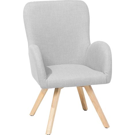 Poltrona imbottita in tessuto grigio chiaro - Bjarn