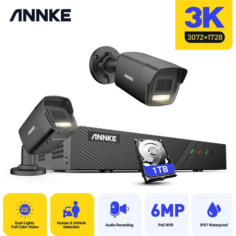 ANNKE Kit Caméra de Surveillance Extérieure POE 5MP avec 2 Caméras IP Vision Nocturne Couleur,Détection Humaine et Véhicule,Alarme Sonore Accès à Distance Kit de Videosurveillance 1TB (1/5)