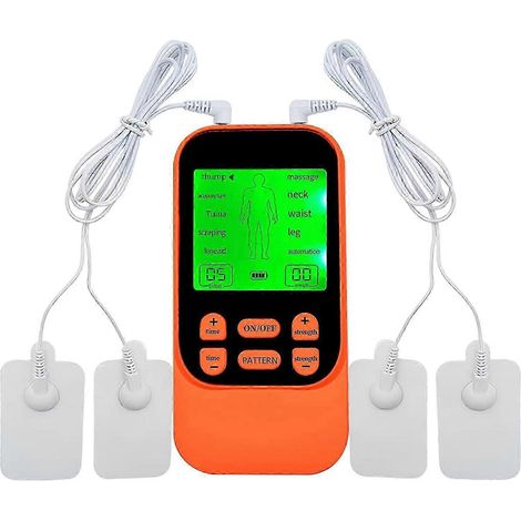 Appareil TENS portable pour soulager les douleurs dorsales, stimulateur musculaire EMS, appareil de relaxation corporelle complète pour une utilisation à domicile, orange. (1/5)