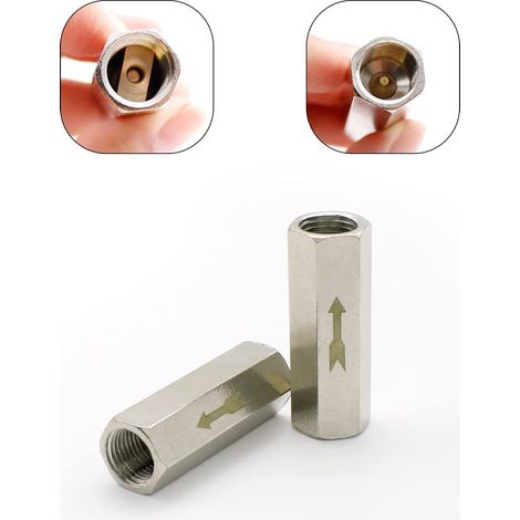 BRAVIX 2 Pièces Clapet Anti-Retour 1/8" Clapet Anti-Retour Hexagonal Air, Clapet Anti Retour à Sens Unique,Pour Réservoir Sous Pression de Chaudière