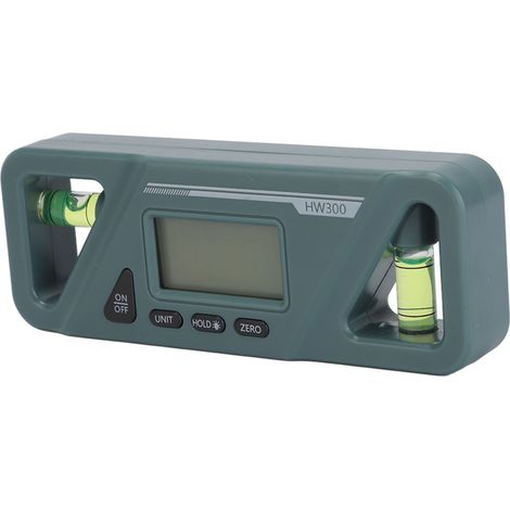 Niveau à bulle magnétique ABS avec base aimantée pour menuiserie et réparation auto, inclinomètre digital vert foncé.