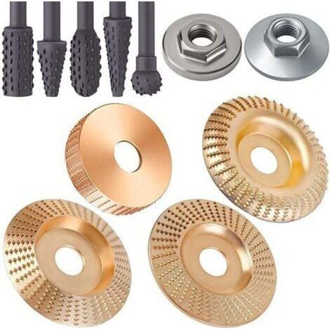 11pcs Wood Carving Disc Set Angle Grinding Wheel Woodworking Milling Cutter Rasp Polishing Rotary Tool Accessories (1/4)