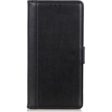 Coque portefeuille avec porte-cartes pour Samsung Galaxy S22 Plus - Motif grain - Noir - Étui de protection (1/5)