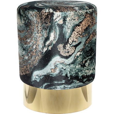 Pouf contenitore Gipsy in velluto verde scuro e oro (1/3)