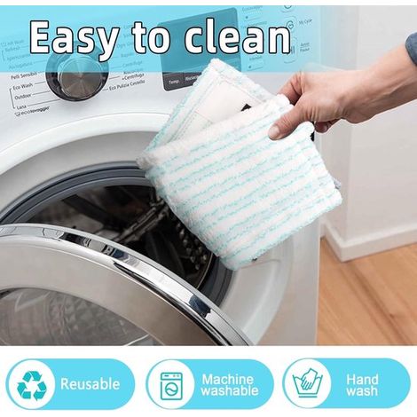 Housses de balai microfibre 3 pièces compatibles Leifheit Clean Twist M Ergo Micro Duo – 38 x 15 cm – Housses de remplacement pour nettoyage humide et sec – Turquoise (1/5)