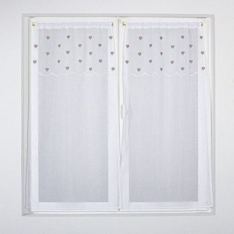 Homemaison – Lot de 2 voiles sablé 60 x 90 cm – Tissu 100% polyester – Finition ourlet – Décoration sobre et élégante