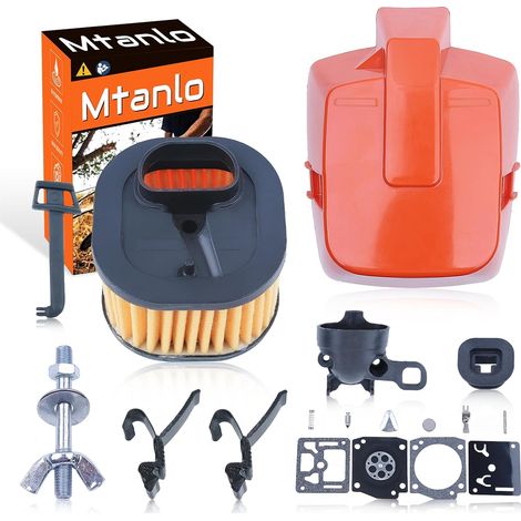Couvercle et support pour filtre à air supérieur pour Husqvarna 362 365 371 372XP, kit de carburateur avec adaptateur et clip de tringle d'accélérateur (1/5)