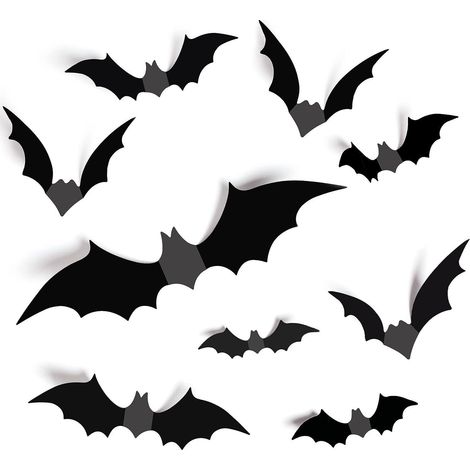 Set di 88 adesivi realistici in PVC a forma di pipistrello in 3D, perfetti per Halloween, decorazioni per feste in casa, adesivi fai da te per il bagno, disponibili in 4 misure. (1/4)