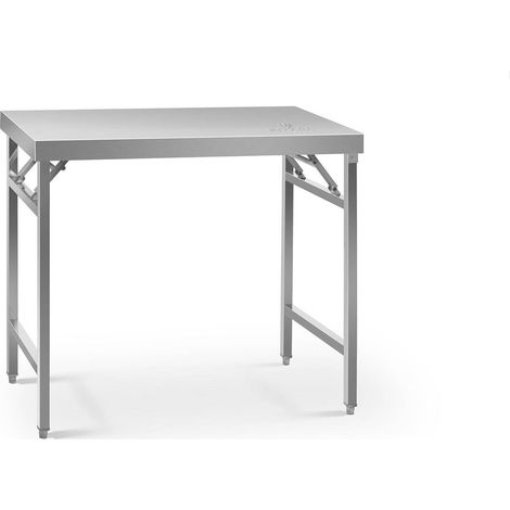 Royal Catering – Table de travail pliante 100 x 60 cm – Acier inoxydable – Charge maximale 200 kg – Système de pliage à ressort – Hauteur réglable 85 cm (1/7)
