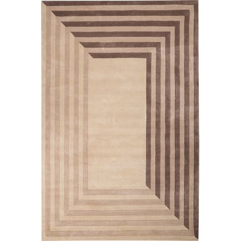 Alfombra rectangular de viscosa y lana hecha a mano moderna 200 x 300 cm beige Sarai