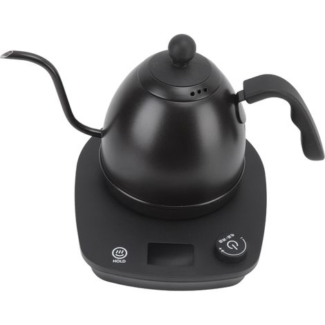 Bouilloire électrique à col de cygne 600 ml, noire, avec commandes intelligentes, en acier inoxydable, ergonomique, pour la maison et le bureau, 220 V, prise européenne. (1/5)