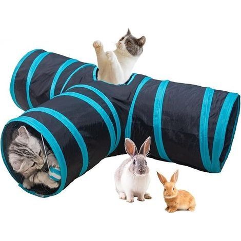 Tunnel pour Chat 3 Voies, Tube de Tunnel Pliable pour Animaux de Compagnie Jouet intéractif Tunnel a Chat Jouets pour Chats, Chiots, Lapins, Cobaye Utilisation Intérieure et Extérieure (T -Tunne (1/5)