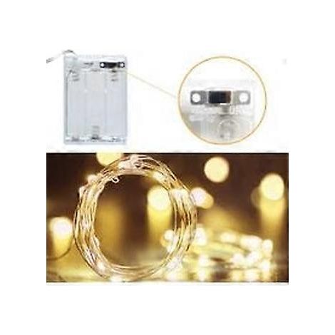 Guirlande lumineuse LED - Blanc chaud - 3 mètres, 30 LED, 3 LED clignotantes, boîtier à piles