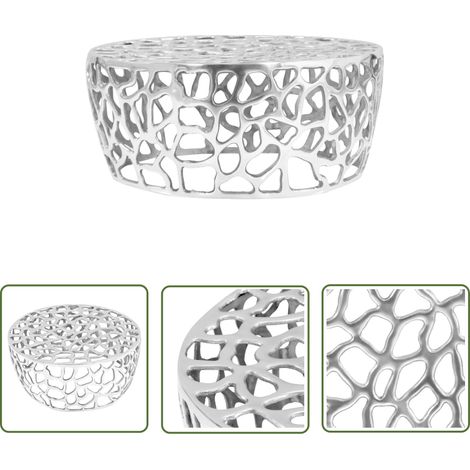 The Living Store Couchtisch Aluminiumguss 70x30 cm Silbern - Couchtisch - Alu Couchtisch - Silberner Couchtisch - Hohldesign Couchtisch - Wohnzimmerstil (1/5)