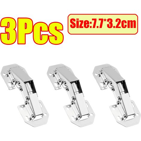 (3 pièces) Charnières de placard en acier inoxydable sans perçage, charnières amortisseurs invisibles pour portes de placard, charnières à montage affleurant (1/5)