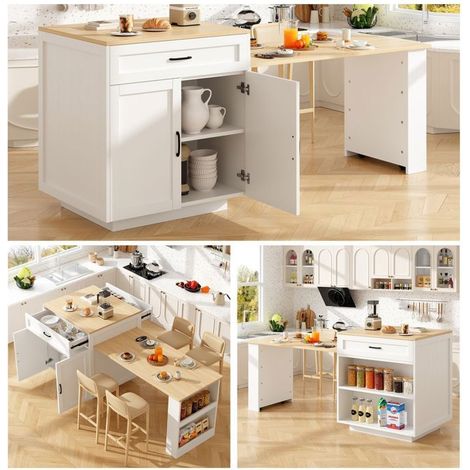 Table extensible 130x200x70x90, avec rangement table de cuisine et chaises (1/5)