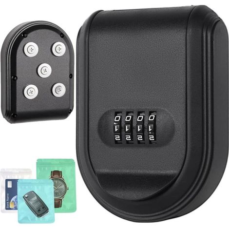 2 in 1 Murale Boite a clé Key Safe, Dayear Porte-clés magnétique sous Voiture,cachez Une clé pour Les Clés, Les Cartes, Voyages Plein air/Nero