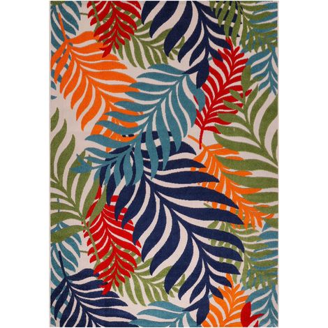 Tapis extérieur kilim 120x170 bleu et rouge rectangle CHIMEK