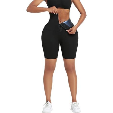 Shorts Sauna - Tissu Thermogène Néoprène - Taille Haute avec Contrôle Abdominal - Pour Entraînement et Activités Physiques - 1 Pièce (1/3)
