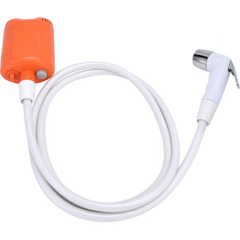 Douche portable de camping avec pompe intégrée, LED éclairage, pompe à eau USB rechargeable sans fil, douchette d'extérieur orange, charge incluse batterie intégrée (1/5)