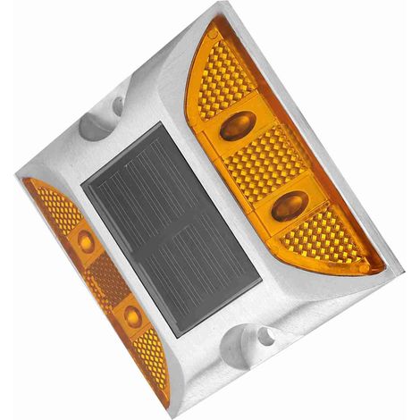 Borne lumineuse extérieure en aluminium moulé, alimentée à l'énergie solaire, pour allée ou chemin. (1/5)