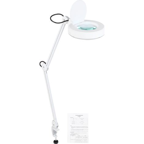 8X Lampe Loupe LED Lumière Froide avec Pince, Lampe de Broderie et Sculpture Blanche (Prise AU 220V)