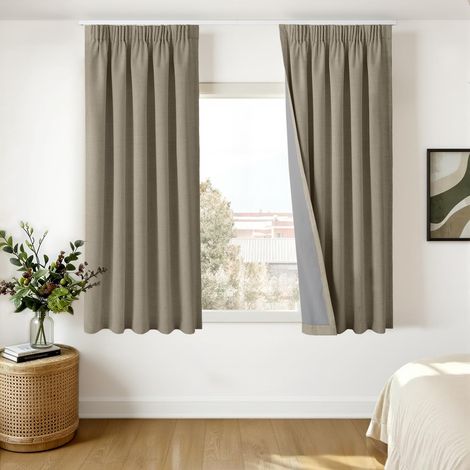 Rideau Occultant Thermique 140 x 160 cm Lot de 2, Taupe (1/5)