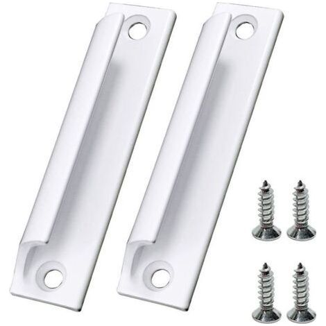 2 Pièces Poignée Blanc de Porte Coulissante Poignée Meuble en Alliage d'Aluminium Poignée de Fenêtres avec Vis (1/4)
