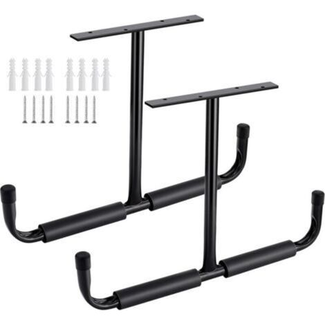 (2 Paquets, Noir)Crochet de rangement de plafond de garage en acier, support de rangement robuste pour bois suspendu, vélos, outils, bois, système de rangement robuste