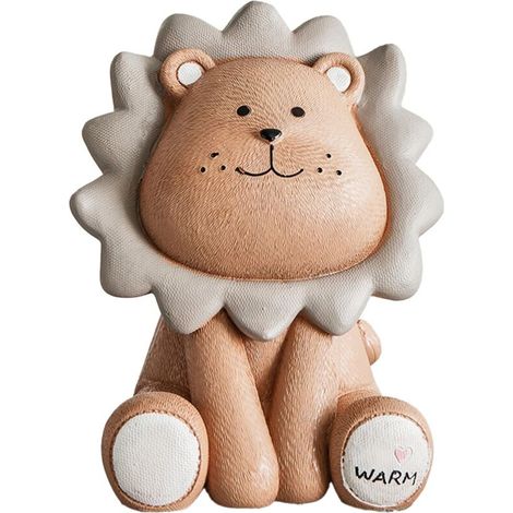 Tirelire Lion en Résine Marron Dessin Animé Mignon pour Enfants, Cadeau d'Anniversaire (1/5)