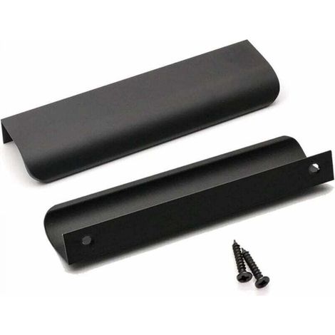 Set mit 2 schwarzen Küchenschrankgriffen aus Aluminiumlegierung, Lochabstand: 96 mm, inklusive Schrauben
