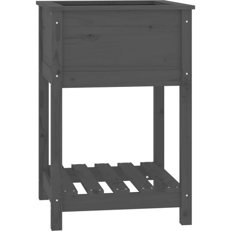 Maison Exclusive - Fioriera con Mensola Grigia 54x54x81 cm Legno Massello di Pino