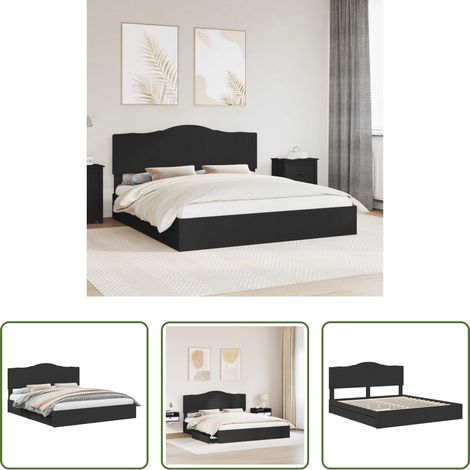 vidaXL Schrankbett Schwarz -  Aufbewahrungsbett Schwarz 200 x 200 cm Holzwerkstoff (1/5)