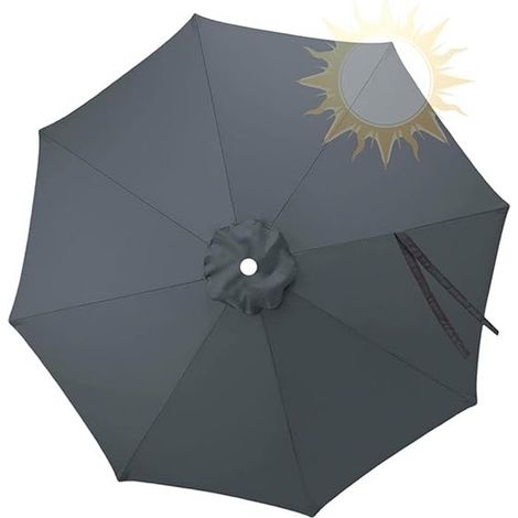 Toldo de repuesto apto para sombrillas de 2 metros de ancho con 8 varillas，toldo de repuesto apto para parasoles y sombrillas de lluvia，gris (1/5)