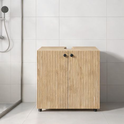 Meuble de salle de bain bois naturel 60 x 39,8 x 58,5 cm (1/5)