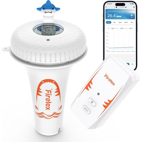 Thermomètre Piscine Connecté WiFi, Alerte Notification APP, Orange  Étanche IPX7, Moniteur Interieur, Surveillance à Distance, Bassin Spa Étang