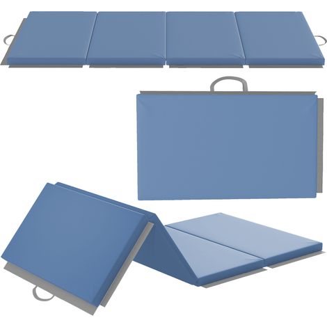 HOMCOM Materassino da Ginnastica Pieghevole e Antiscivolo 180x80x5 cm Azzurro (1/5)