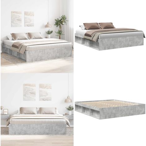 Bettgestell Betongrau 200x200 cm - Beton Grau - Doppelbett - Massivholzbette - Holzrahmen Bett - Bettgestell - Home & Living (1/5)