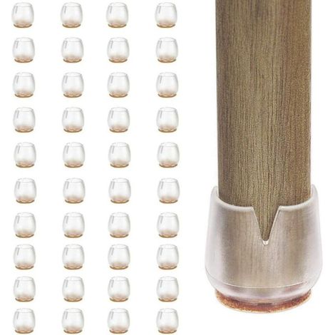 Feutre Pied 40 PC12-16MMPatin Silicone pour mobilier/Meubles-Embout Anti-Rayures-Tampon Chaise Protection parquet (Transparent- 40pièces, Rond XS (12-16MM)) (1/5)
