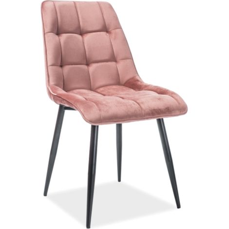 Chaise design velours rose et pieds noirs Harriet (1/5)