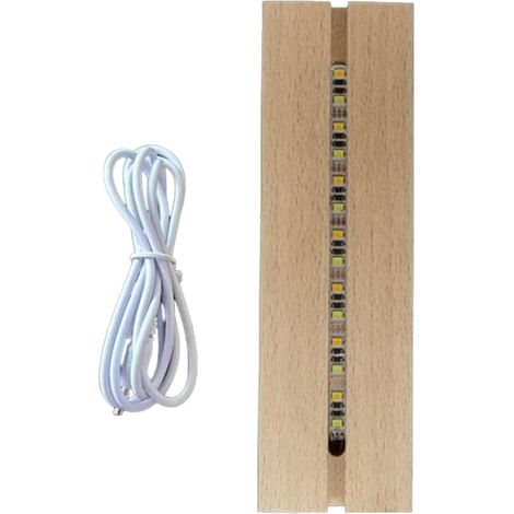 Base d'affichage en bois Base de lampe de nuit rectangulaire – Présentoir en bois éclairé, 7 couleurs avec USB pour acrylique 3D, verre , résine, art (1/5)