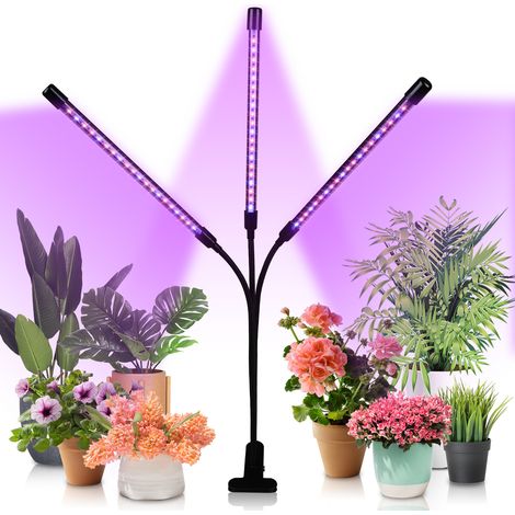Einfeben – Lampe de croissance horticole 30W – 3 têtes réglables 360° – 60 LEDs – 10 niveaux de luminosité – Minuterie 3/9/12 heures