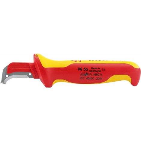 Knipex 155mm Fully Insulated Cable Dismantling Knife (Model 36296) – Heavy-Duty Wire Stripping and Cable Removal Tool