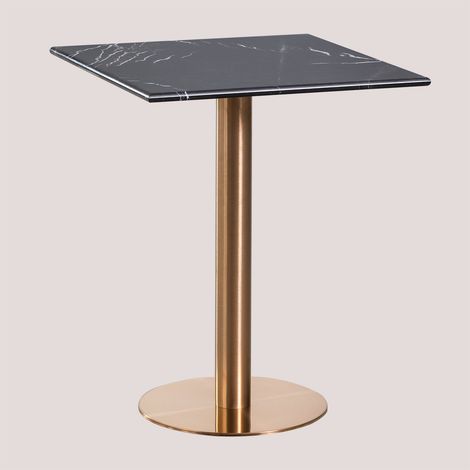 SKLUM Quadratischer Bartisch aus Cosmopolitan Marmor  &x2194&xFE0E 60 cm         Roségold           Schwarzer Marmor             