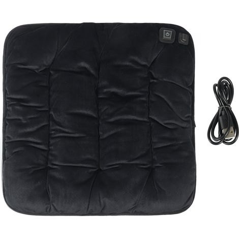 Coussin de Siège Chauffant 5V Portable, Tissu Graphène Chauffage Rapide, Tapis Chaud pour Supporters Sportifs, Voyageurs, Conducteurs, Employés de Bureau, Noir (1/5)