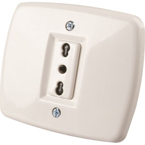 PRESA BIVALENTE 10/16 A 2P+T 250 V SCATOLA ROTONDA